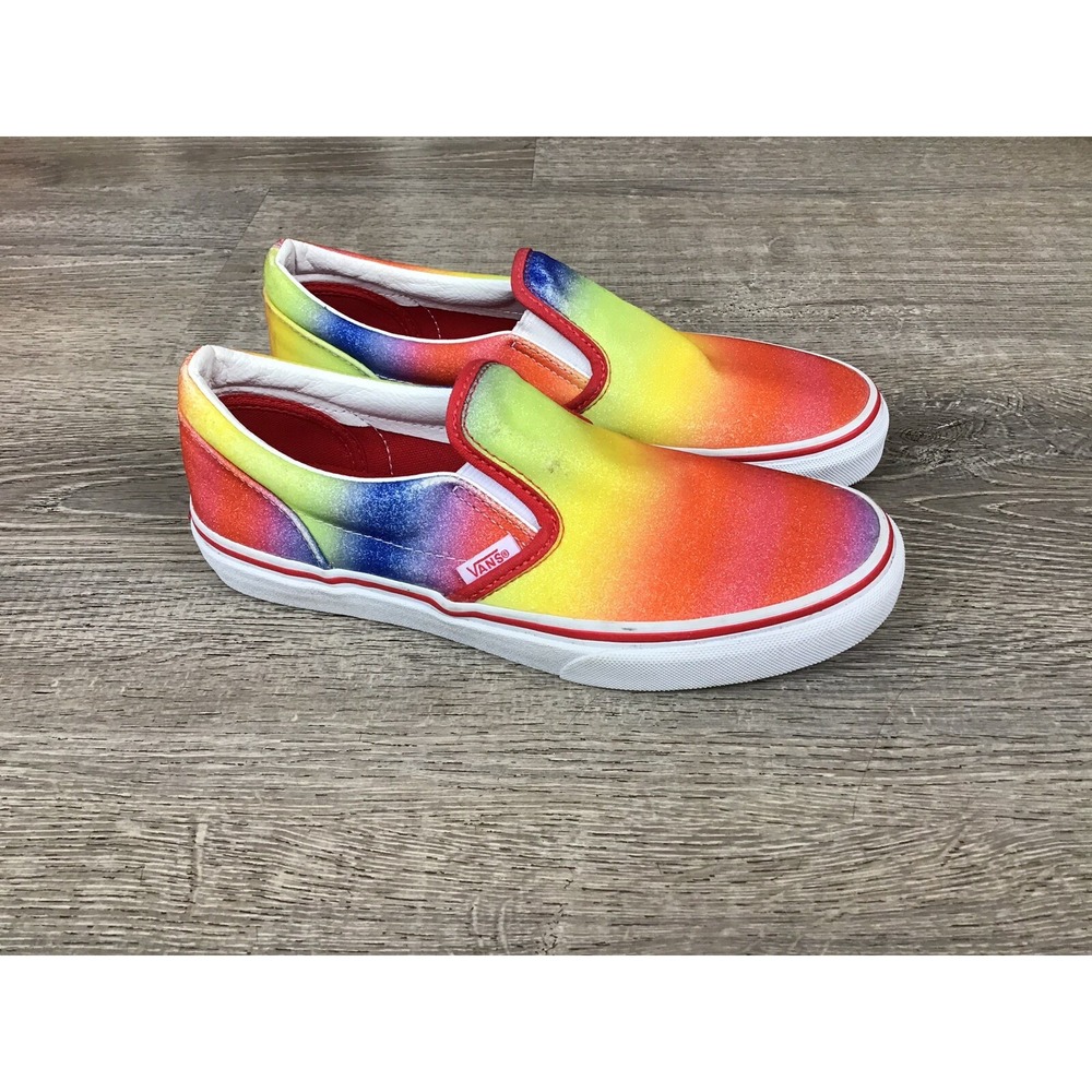 Vans Youth Girls Size 5 Sneakers Kids Bright Colorful Glitter Slip On Shoes